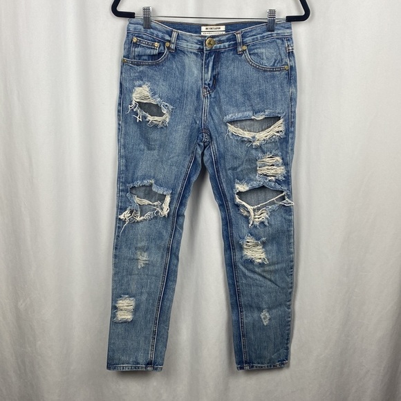 One X One Teaspoon Awesome Baggies Destroyed Jeans Low Waist - Size 25 - Picture 2 of 11